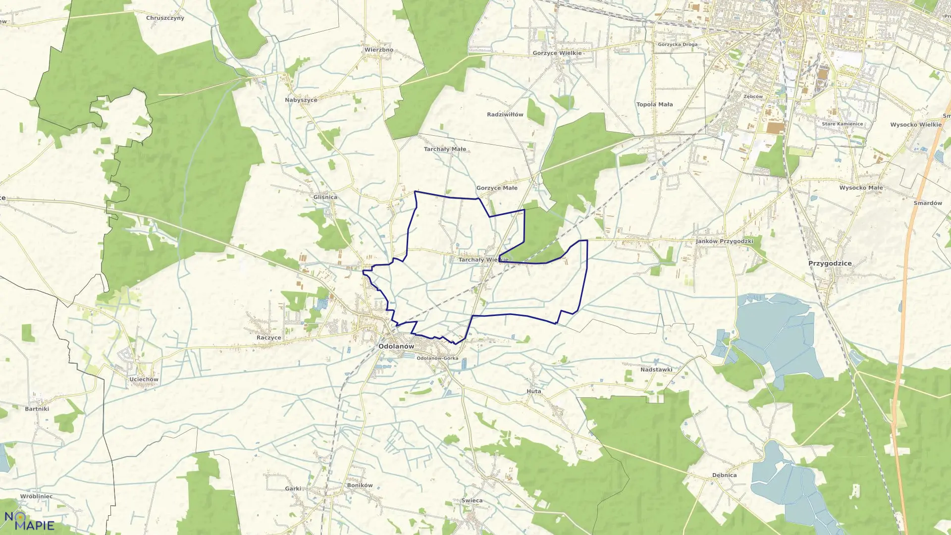 Mapa obrębu Tarchały Wielkie w gminie Odolanów