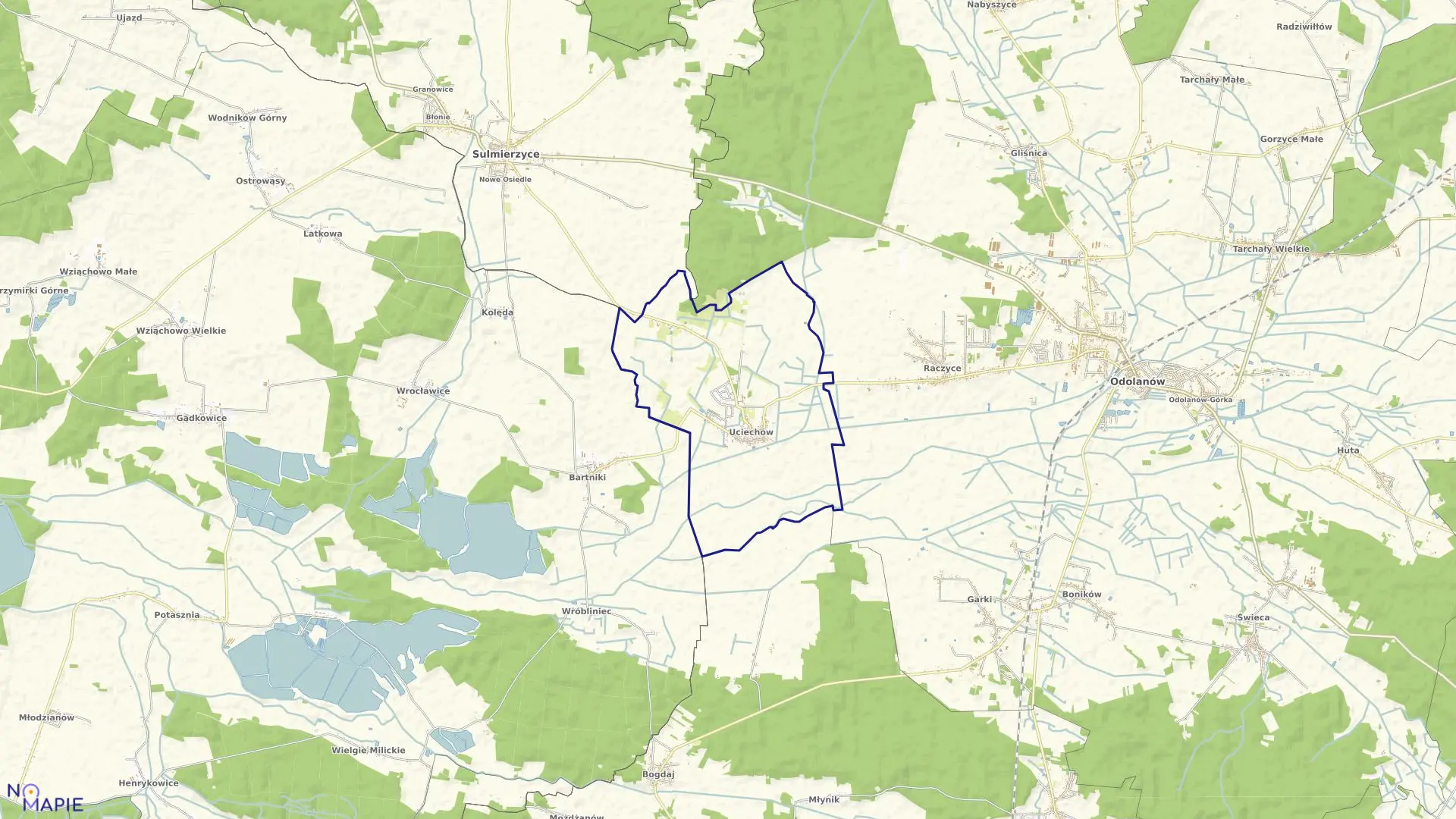 Mapa obrębu Uciechów w gminie Odolanów